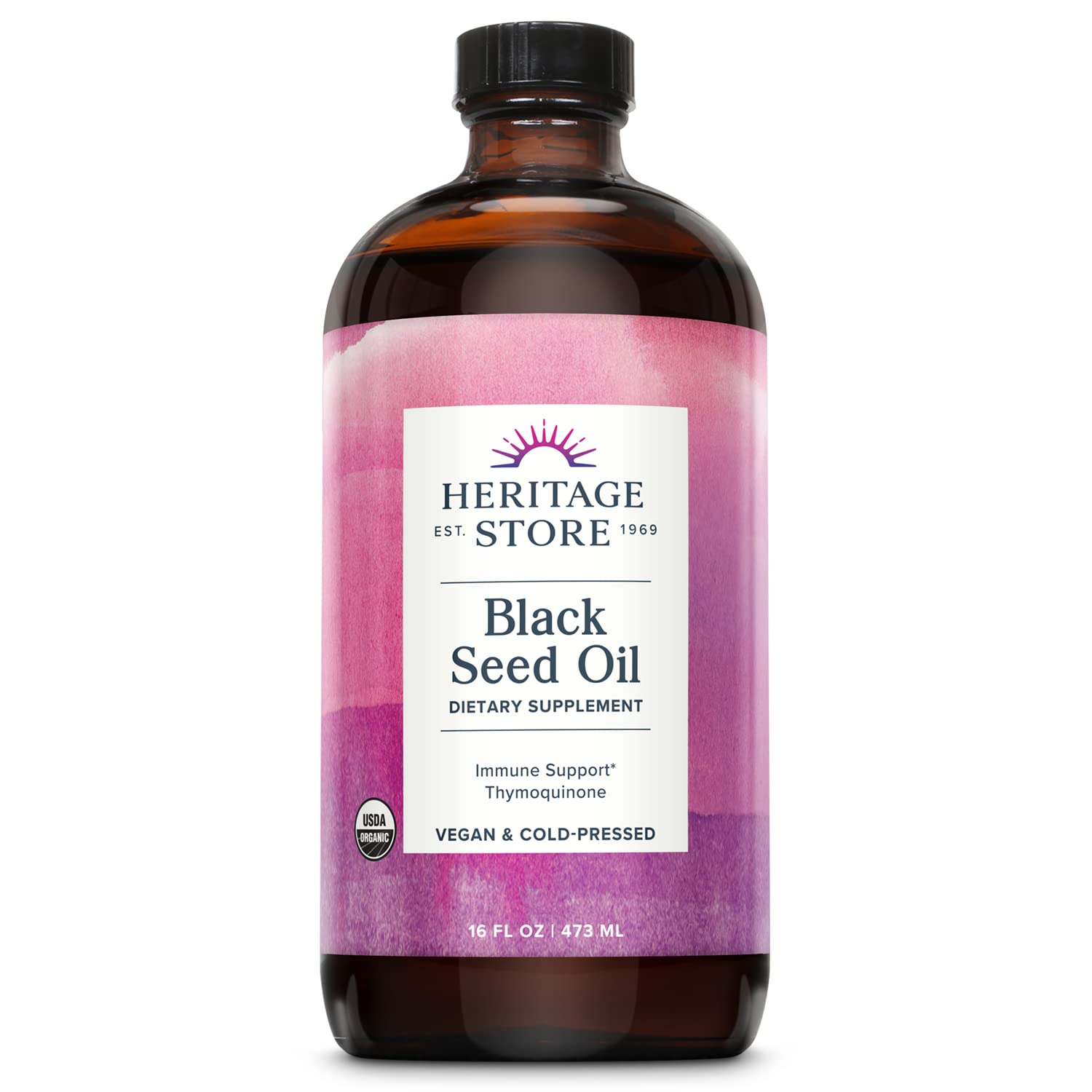 HERITAGE STORE Black Seed Oil bottle on a clean surface, ready for daily use and wellness.