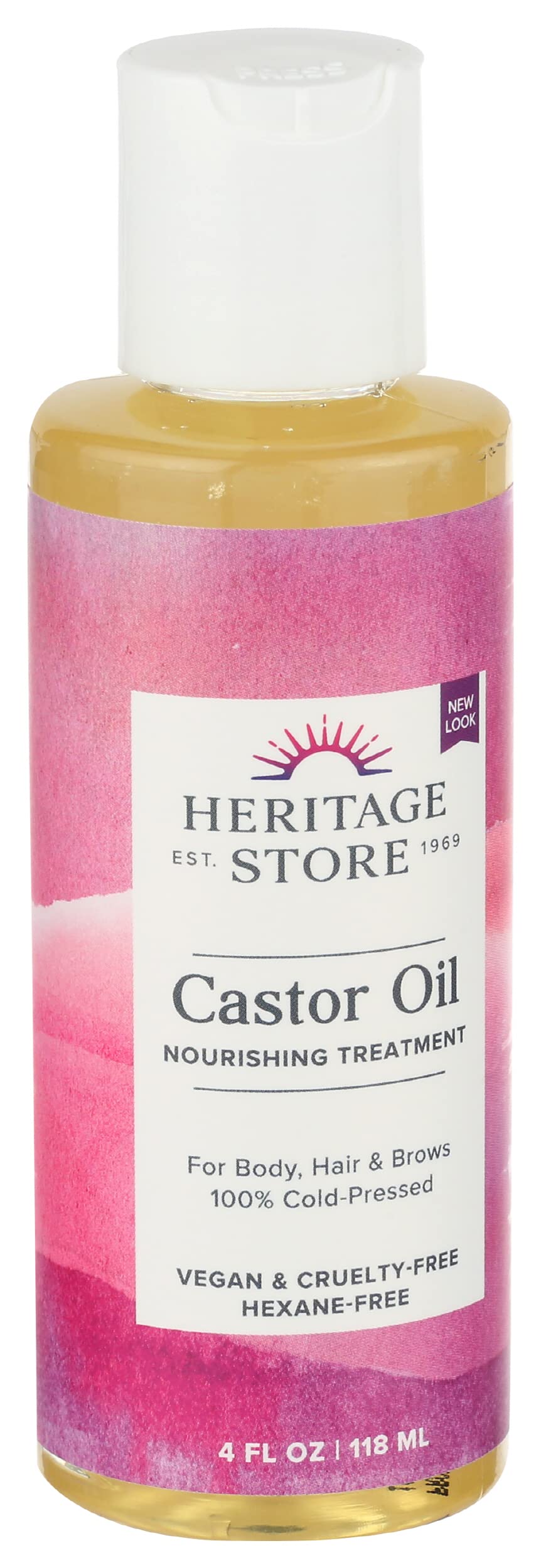 Heritage Castor Oil application scene illustrates easy topical use.