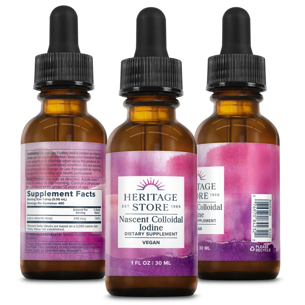 Heritage Store Nascent Iodine Drops being added to coffee, showing seamless mix-in.