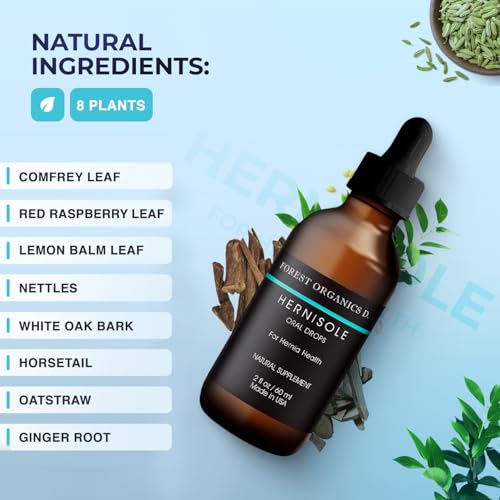 Hernisole ingredients panel emphasizes natural wellness blend