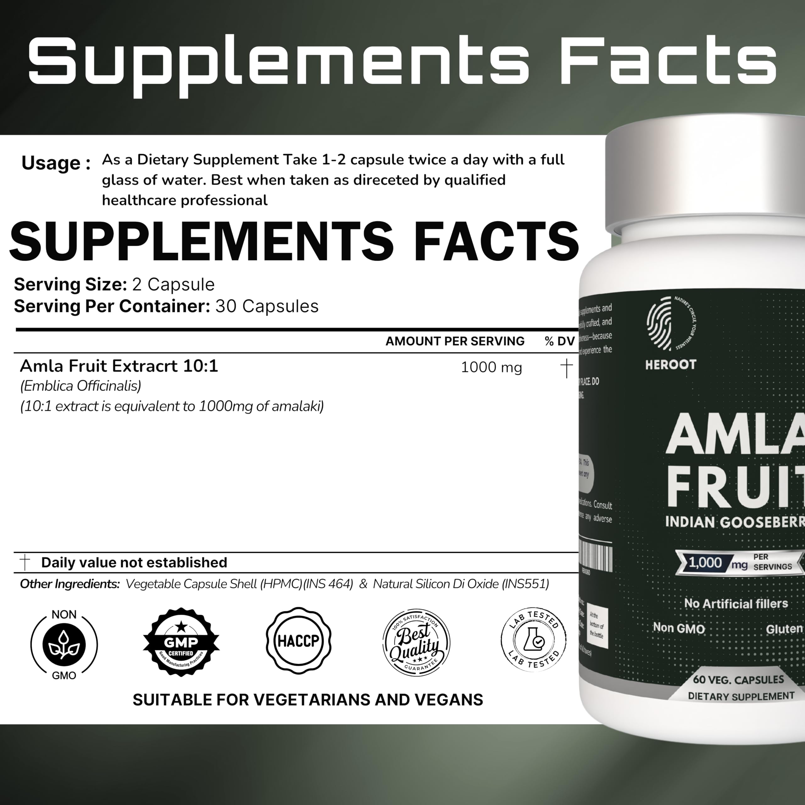 Heroot Amla capsules jar on shelf suggesting everyday vitality.