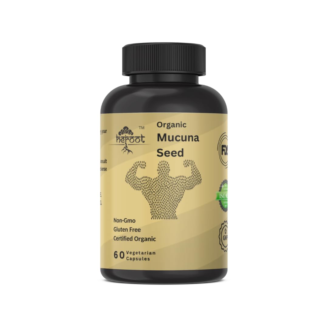 Heroot Mucuna Pruriens bottle front for convenient daily wellness