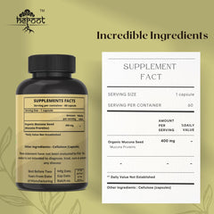 Heroot Mucuna Pruriens label closeup highlighting third-party tested quality