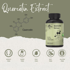 Heroot Quercetin Extract Capsules label back shows ingredients and standards