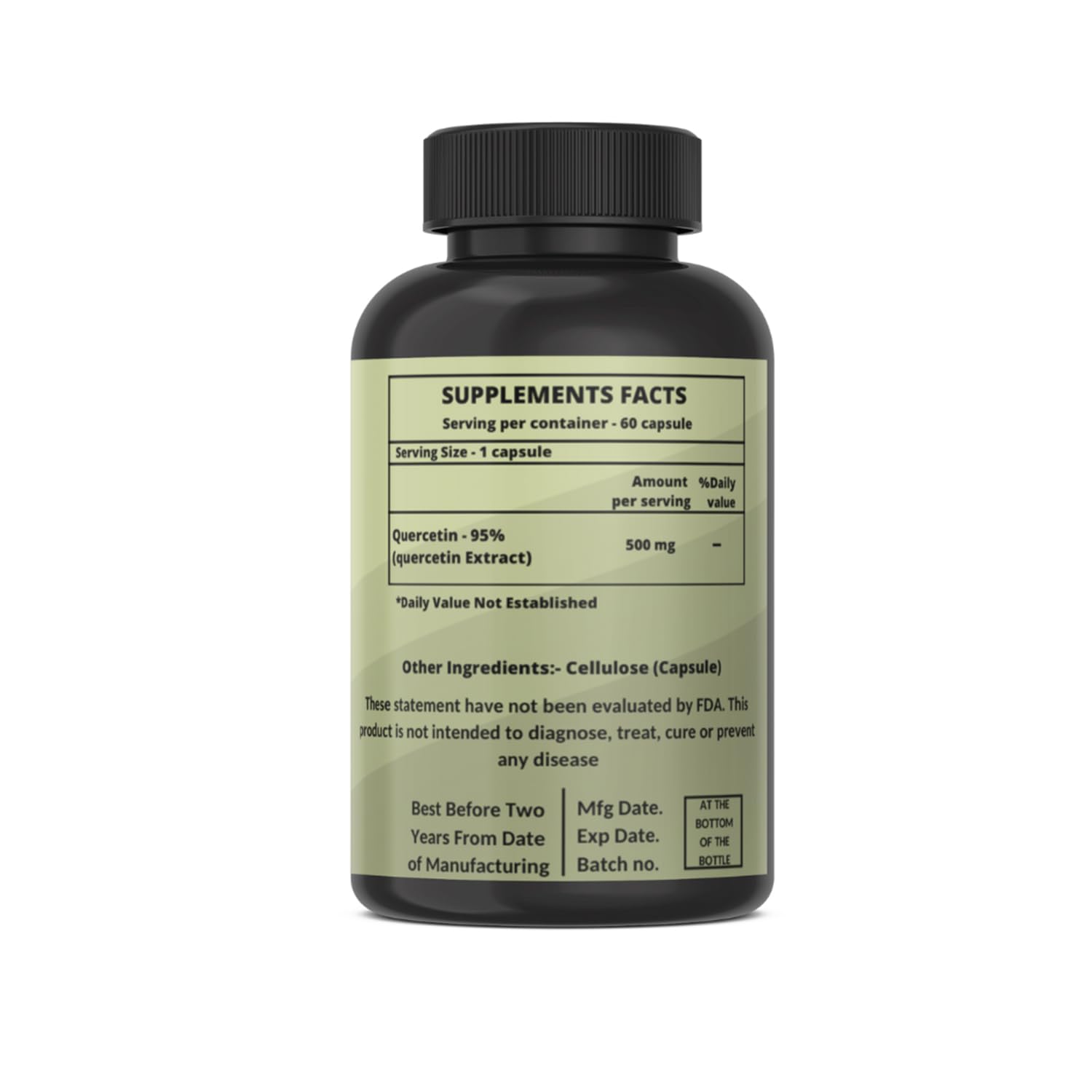 Heroot Quercetin label detail displaying product name and quality