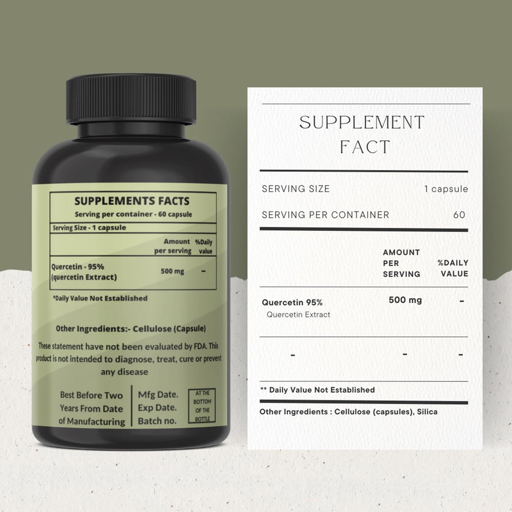 Heroot Quercetin-packaging box highlights non-GMO and gluten-free attributes