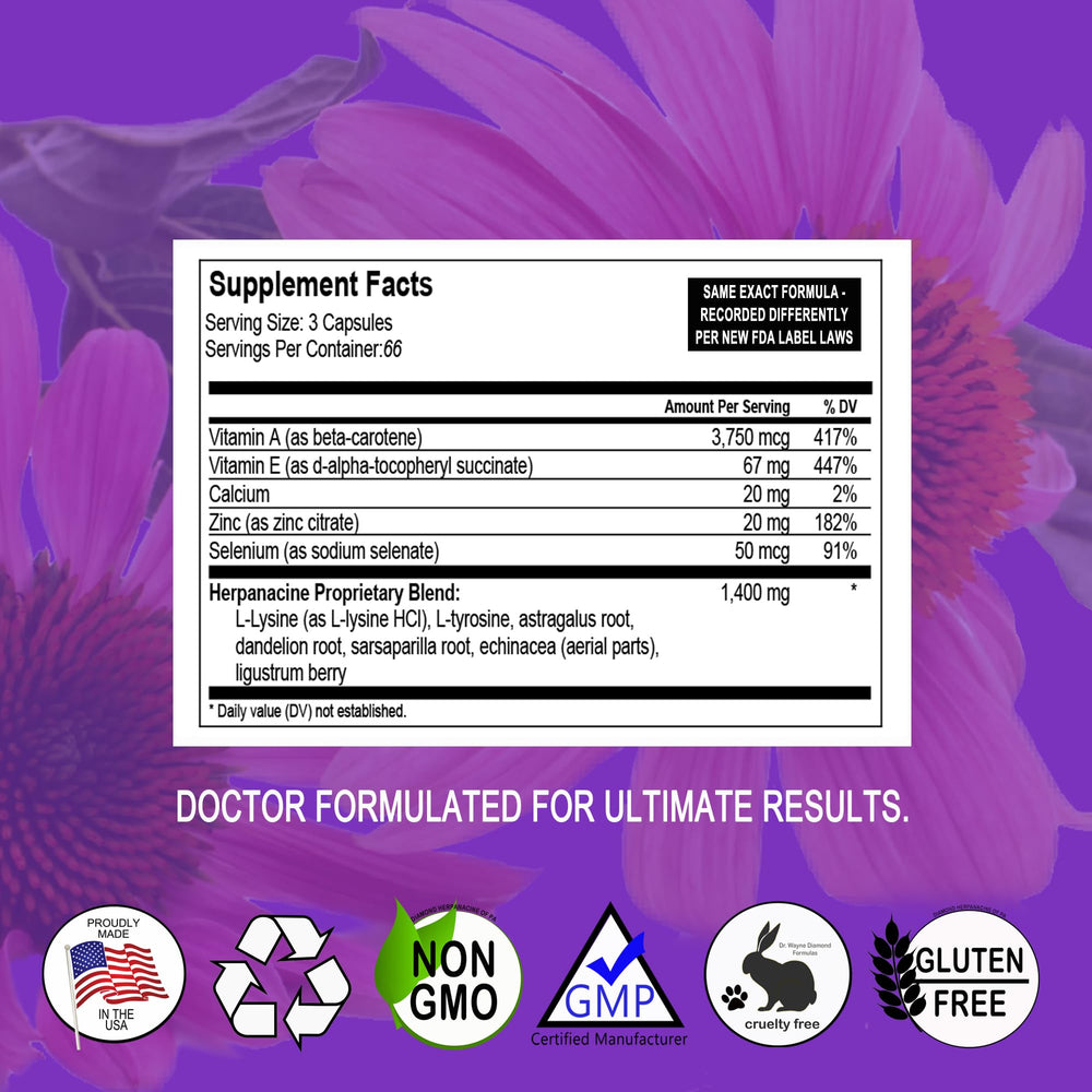Herpanacine Diamond capsules closeup for convenient daily internal skin support and immune wellness.