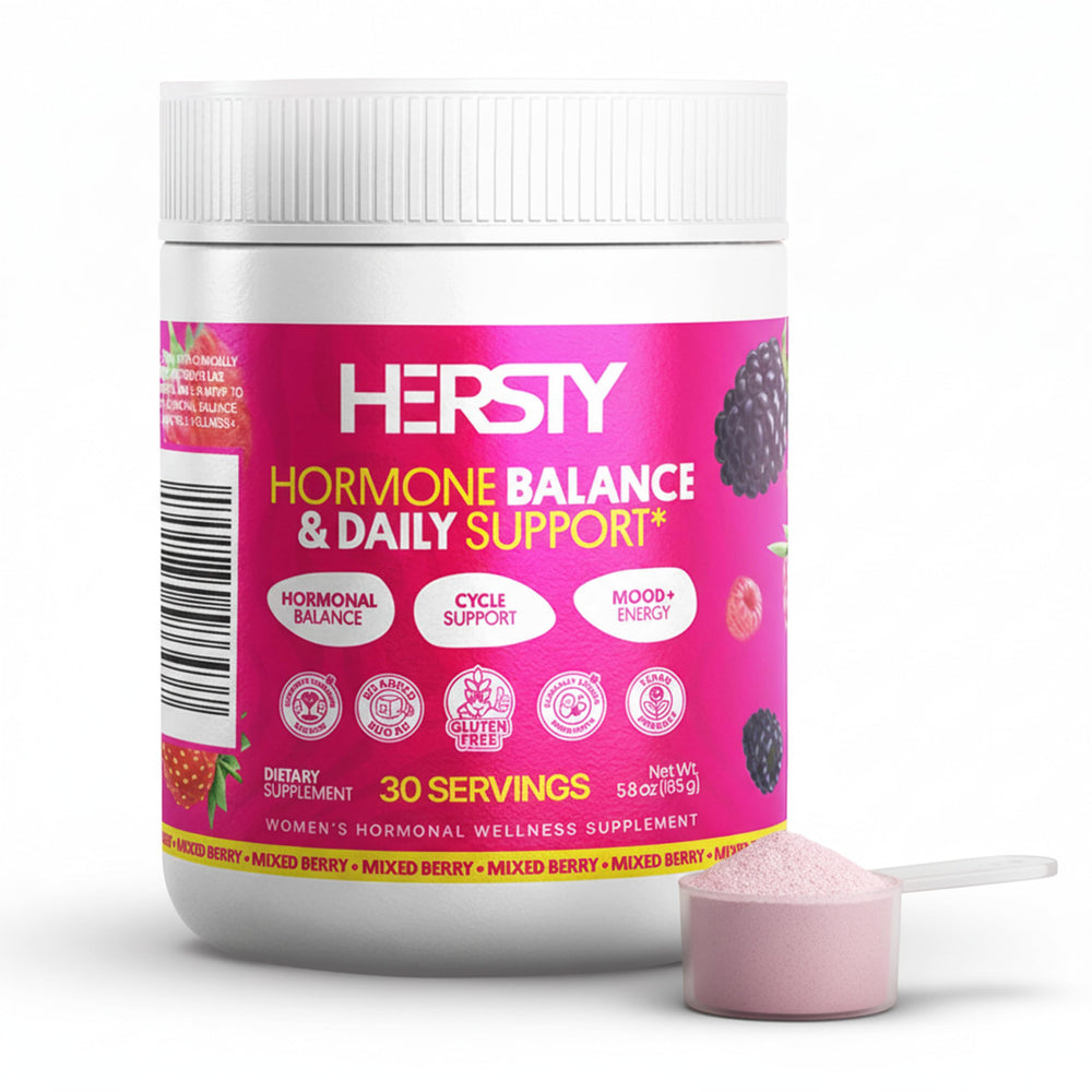 HERSTY Nutrition Daily Hormone Balance Powder mixed berry tub for daily balance