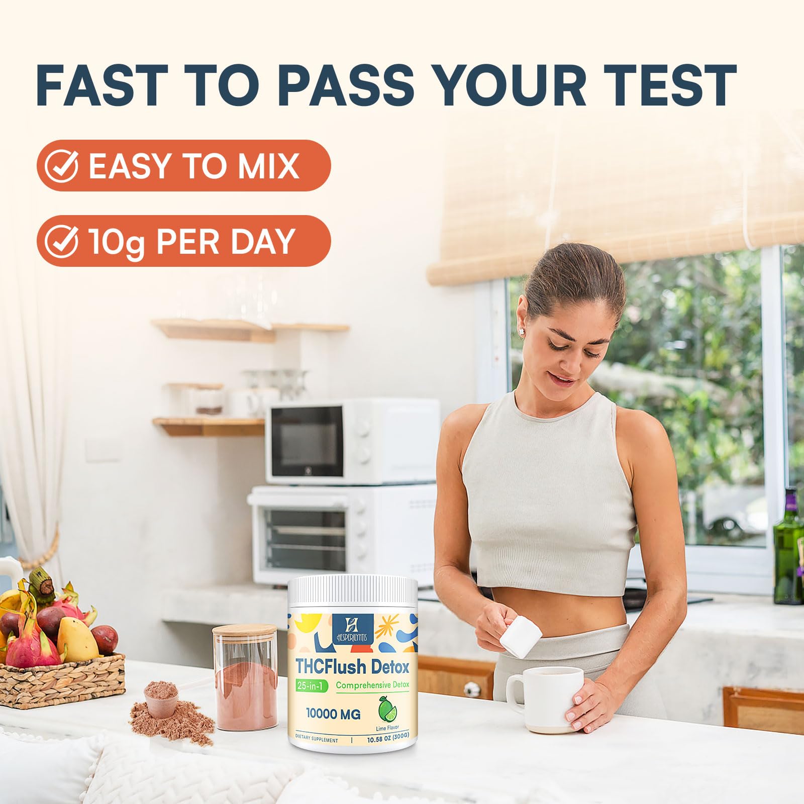 Hesperilyntis Detox Powder measuring cup promotes precise daily dosing