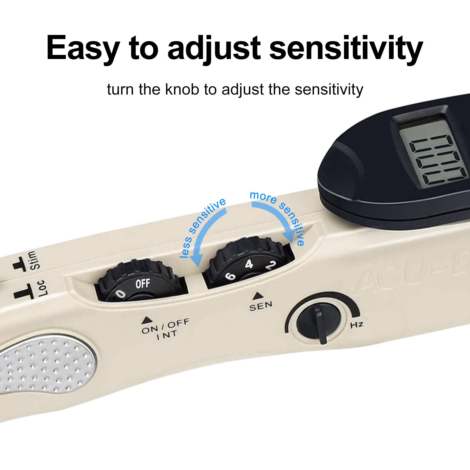 Heswea therapy pen on arm demonstrates needle-free meridian stimulation.