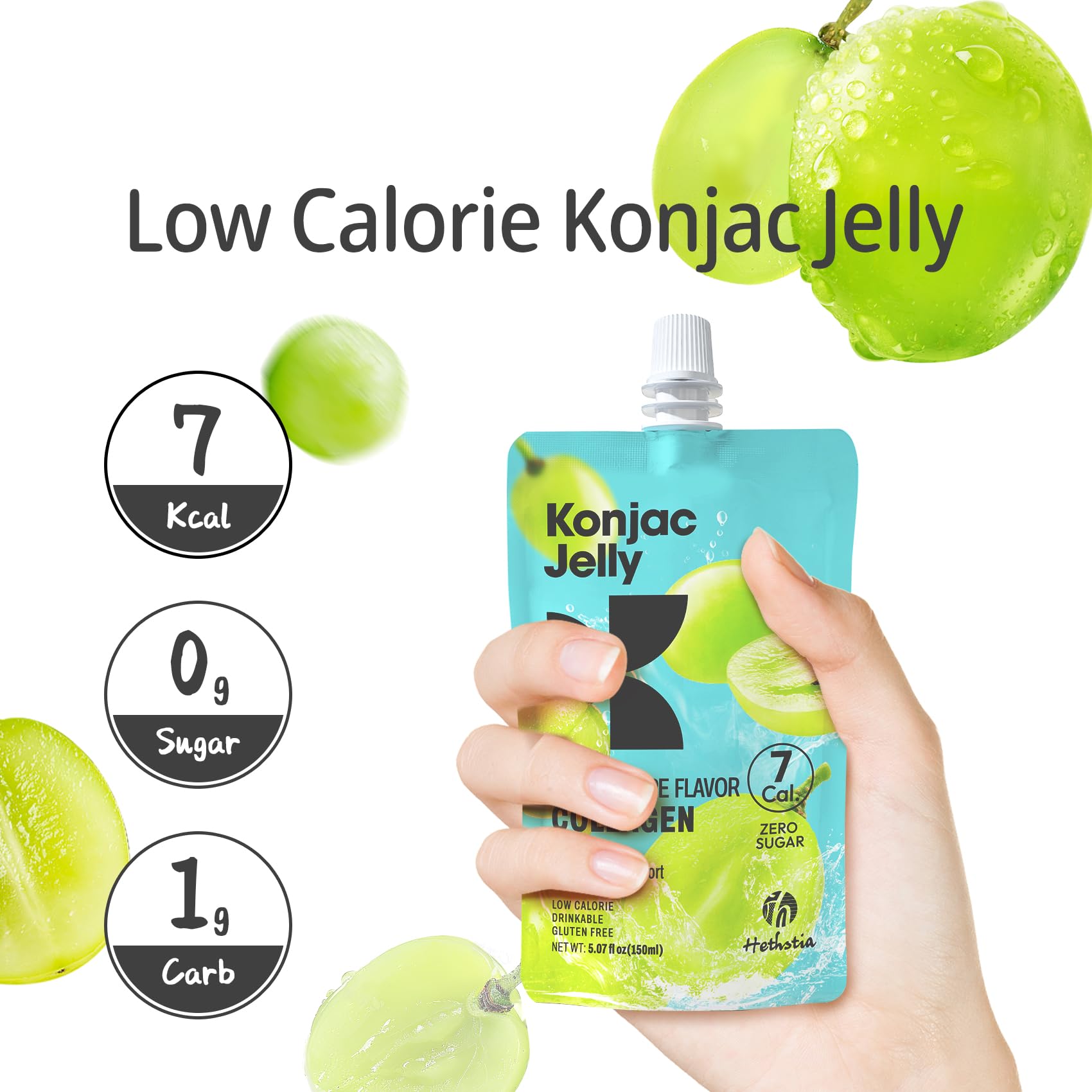 Hethstia Konjac Jelly delivers 3 kcal per serving for lightweight cravings.