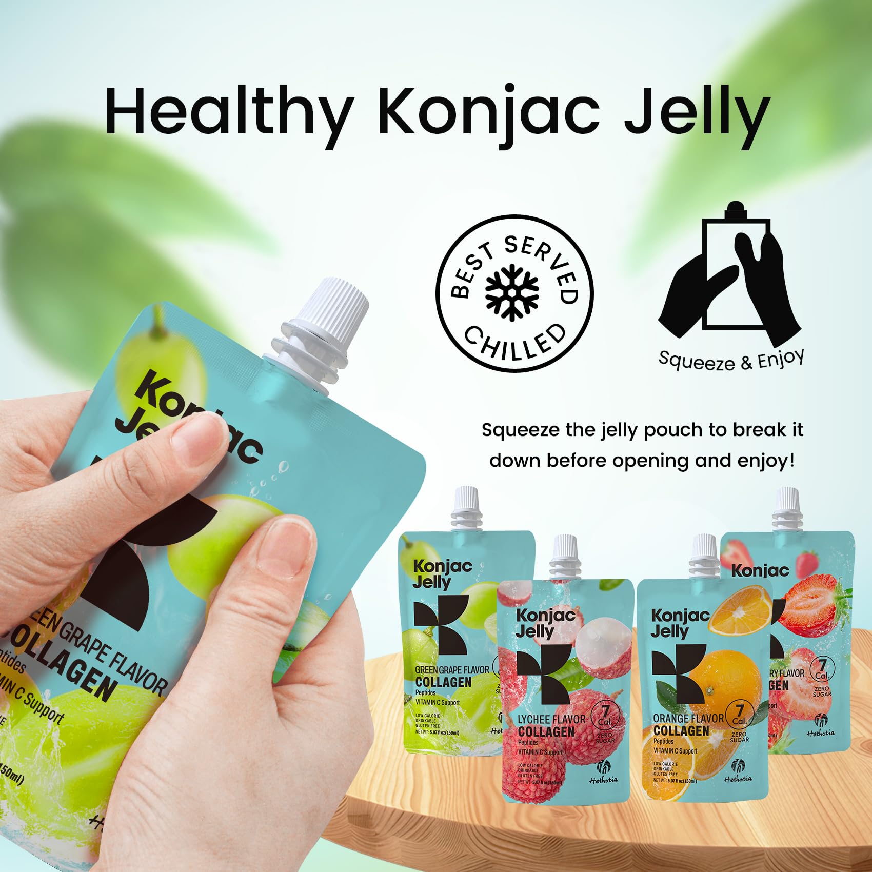 Hethstia Konjac Jelly Low Calorie Snack highlights light, satisfying flavor for quick refuels.