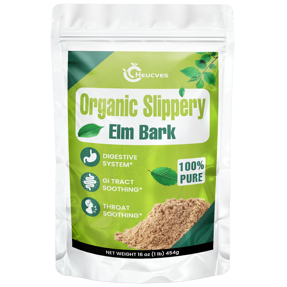 Heucves slippery elm bark powder in a jar, pure digestive support