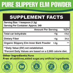 Heucves slippery elm powder scoop shown, easy daily dosage