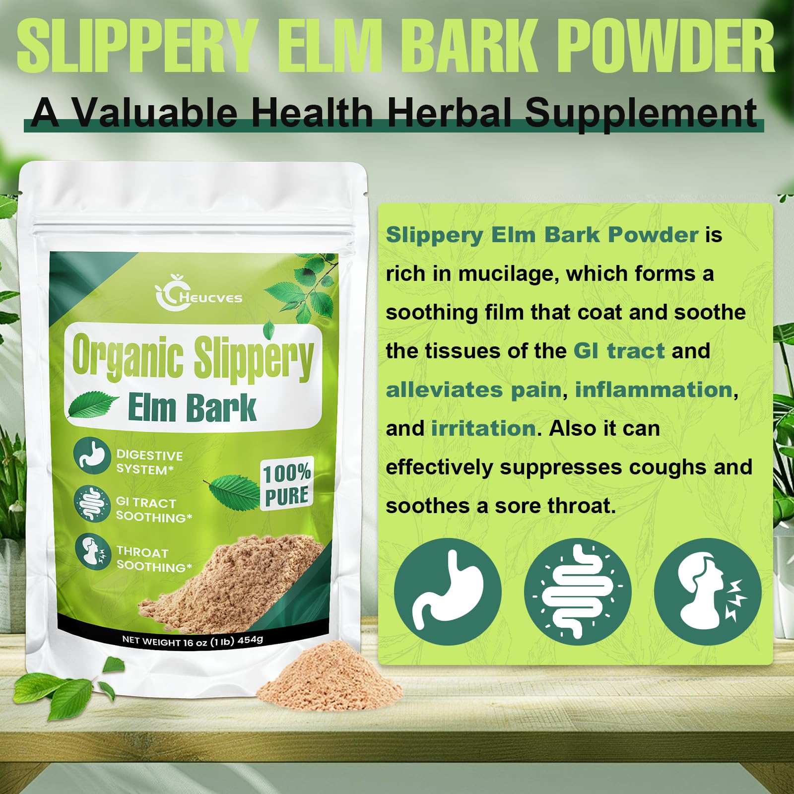 Heucves slippery elm skincare use, nourishing natural ingredient