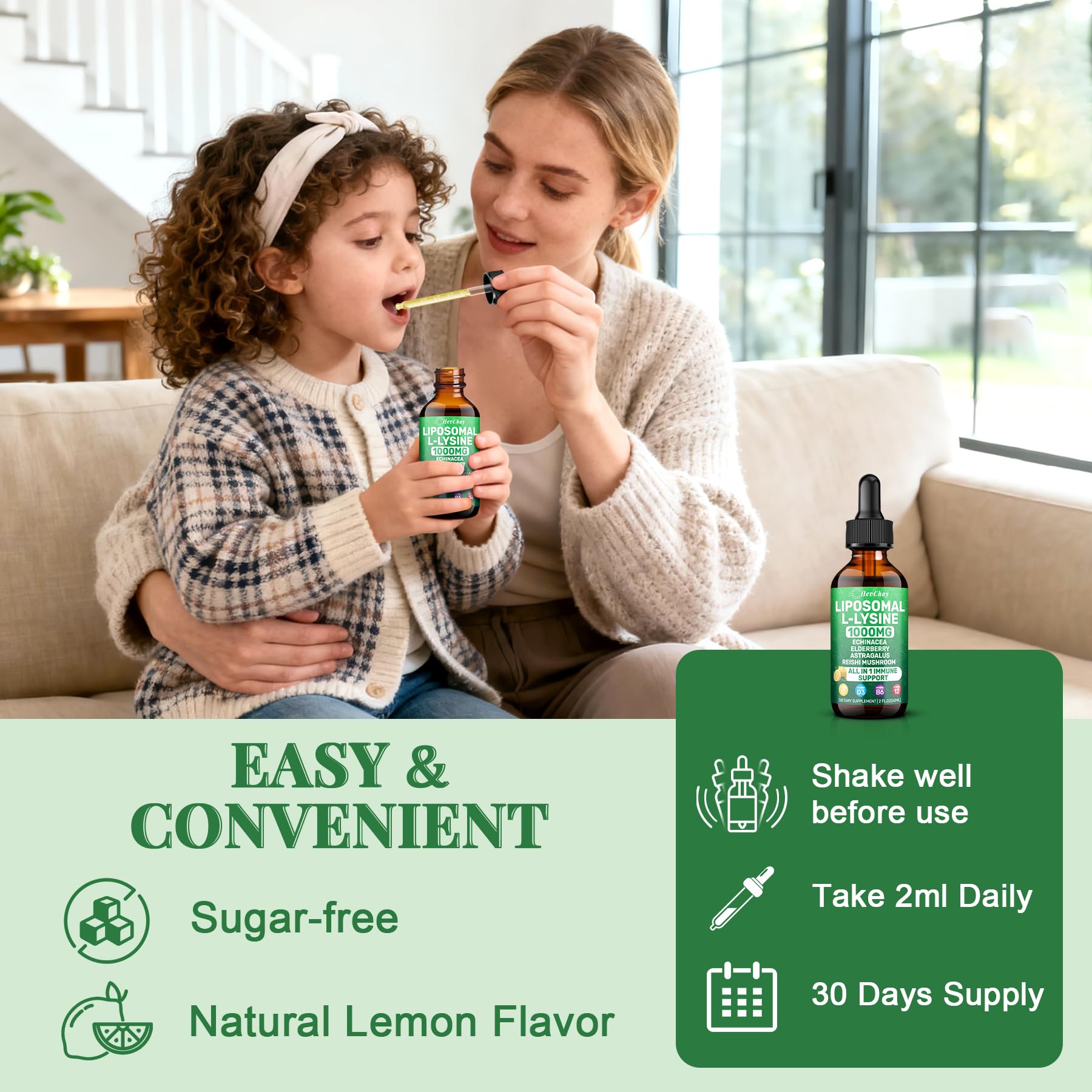 HevChay bottle shown with water illustrating simple mixing for convenient intake.