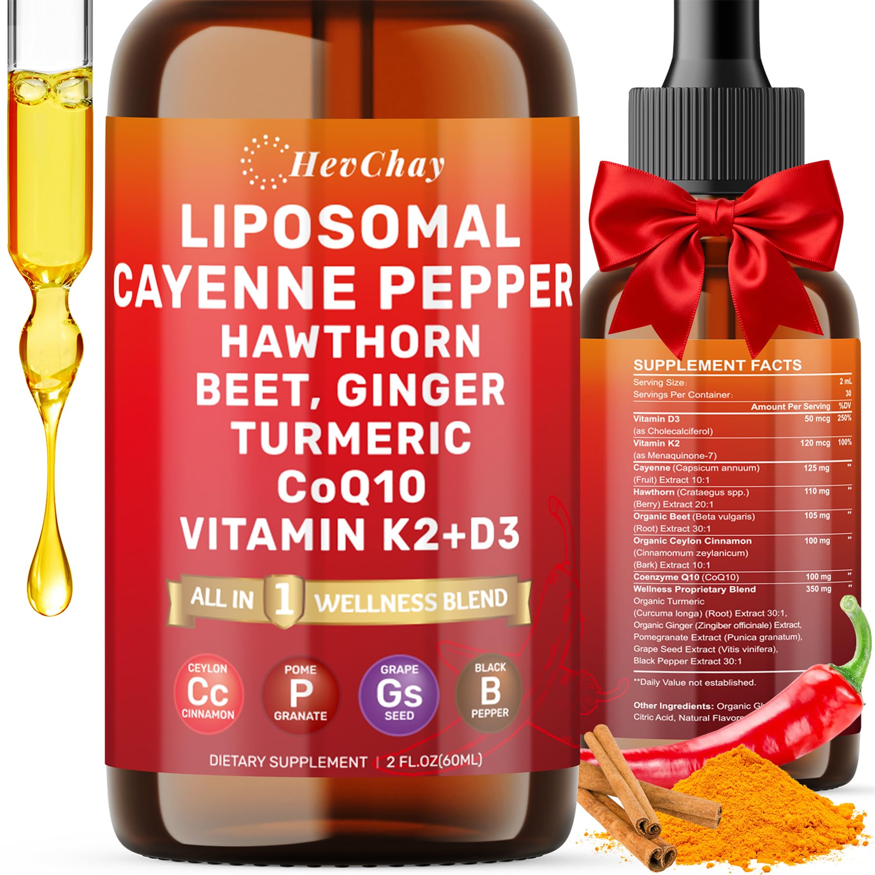 HevChay Cayenne Drops bottle ready for daily vitality support