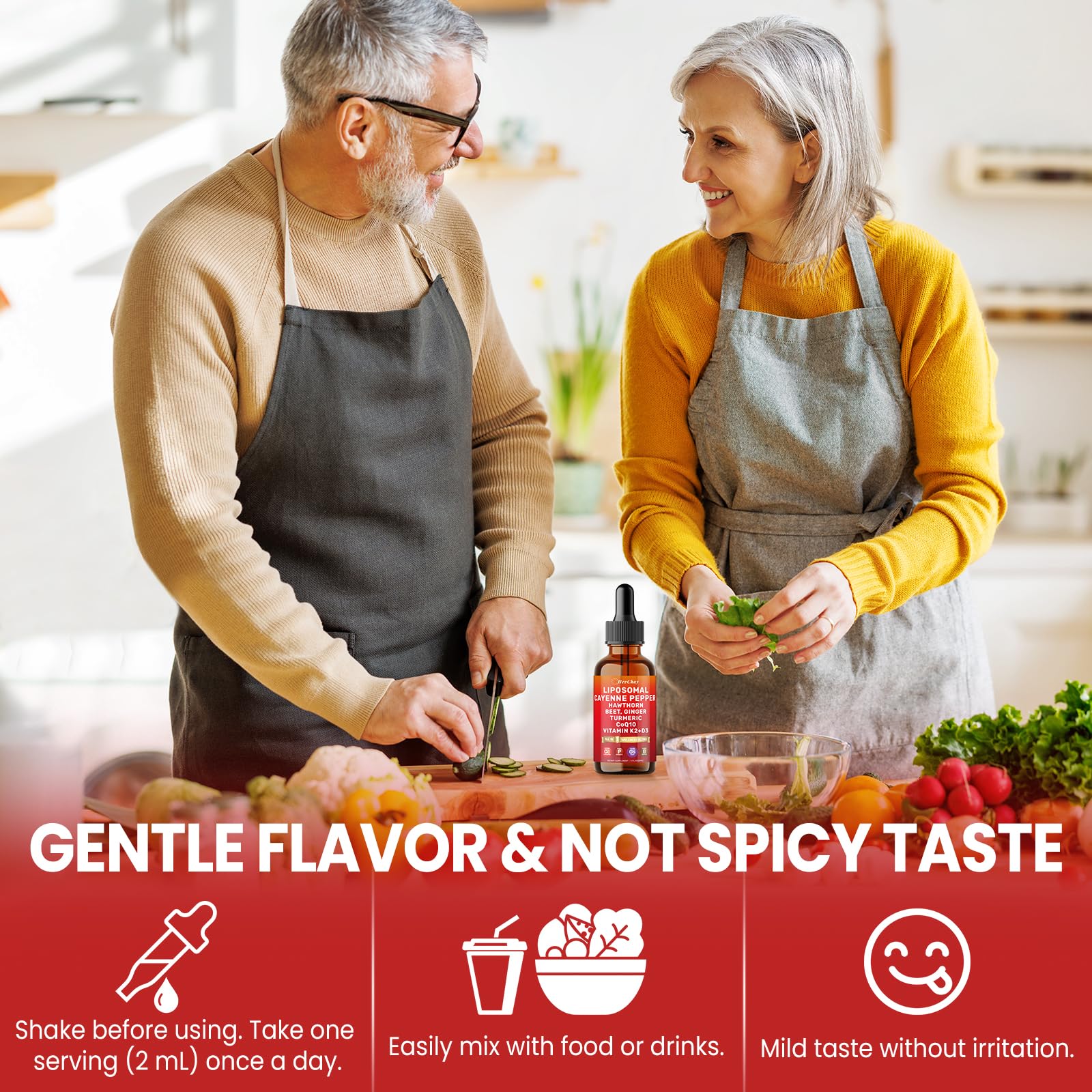 HevChay Cayenne Pepper Drops lifestyle scene suggests an integrated daily wellness routine.