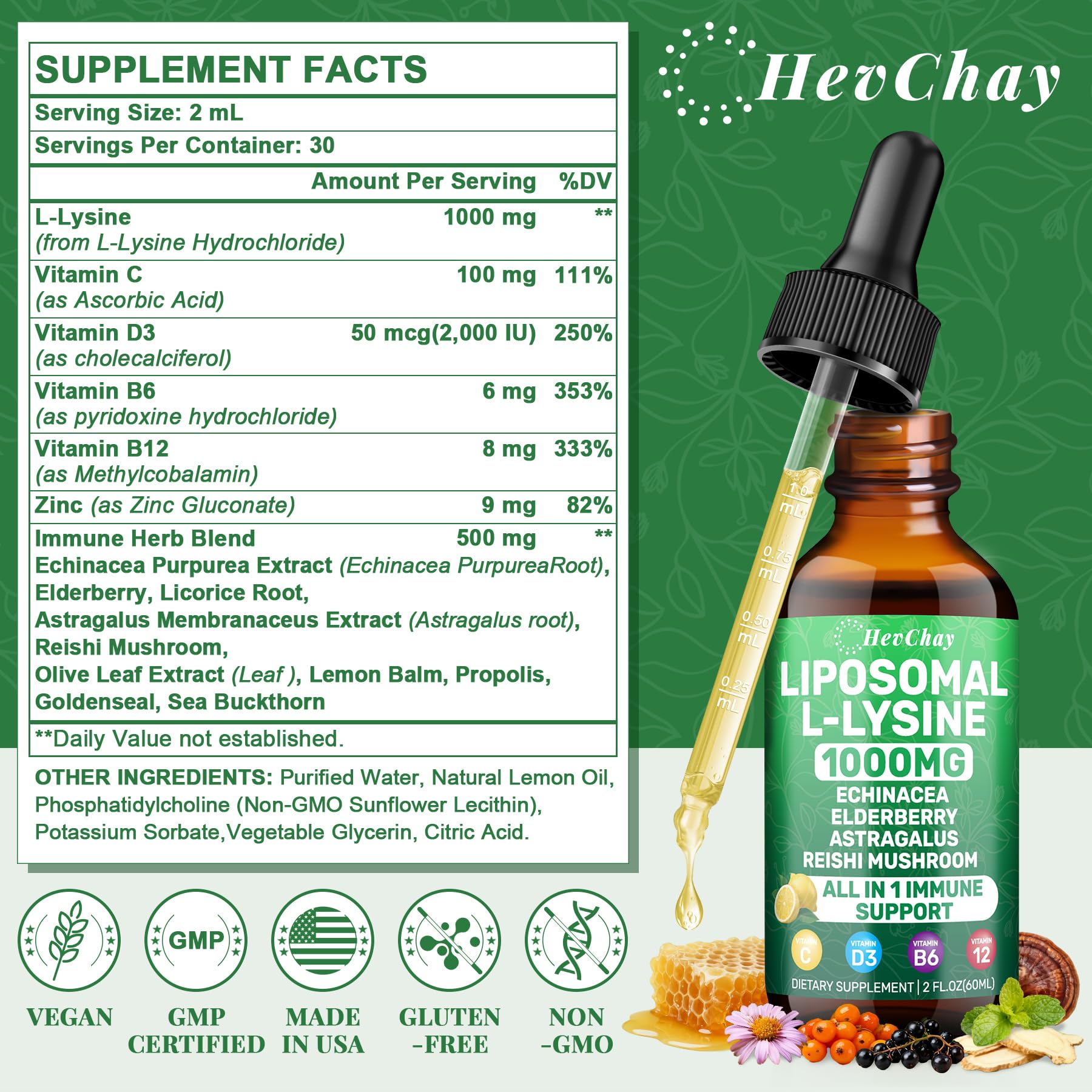 HevChay liquid drops with the measured 2ml serving