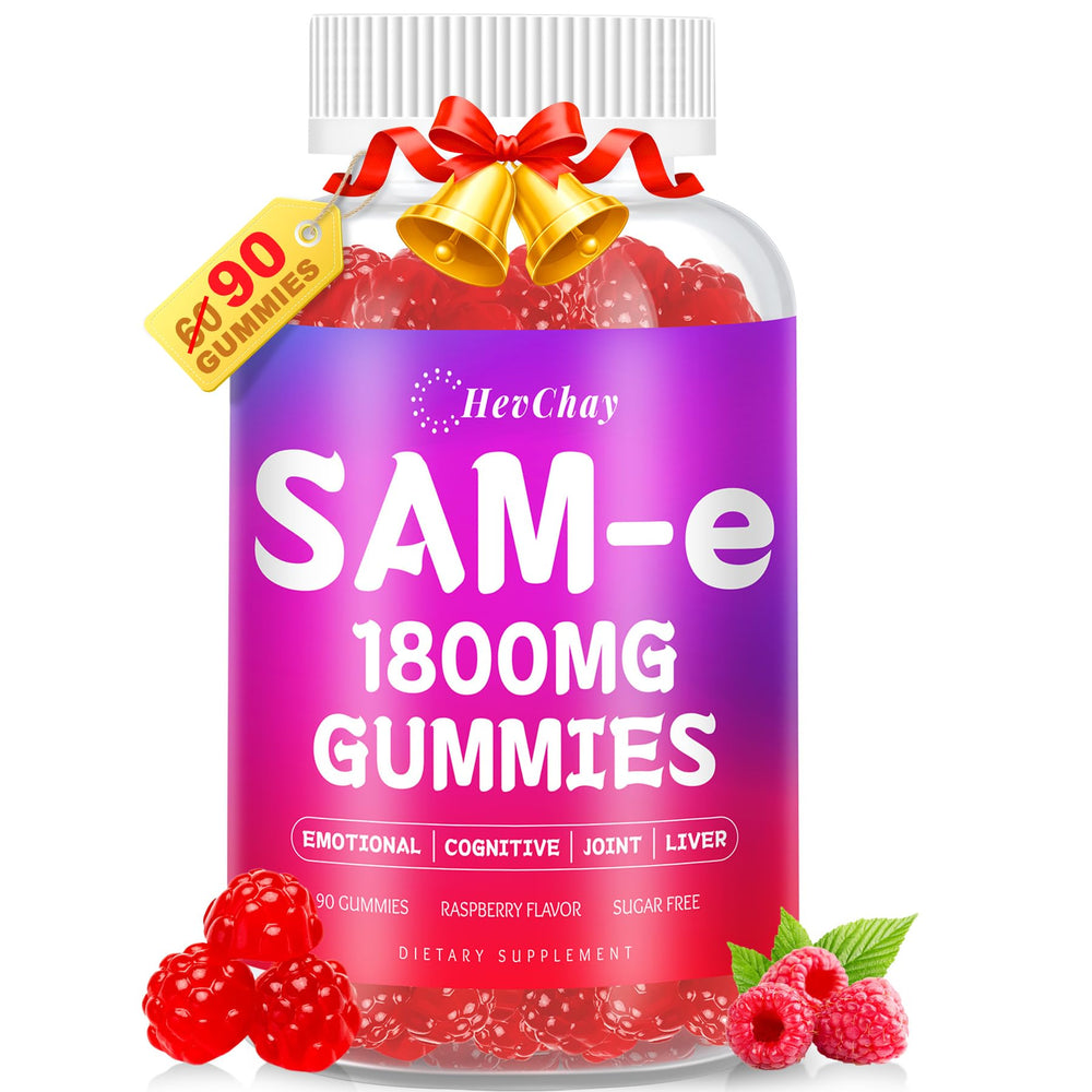 HevChay SAM-e gummies bottle with high-absorption formula for daily mood support.