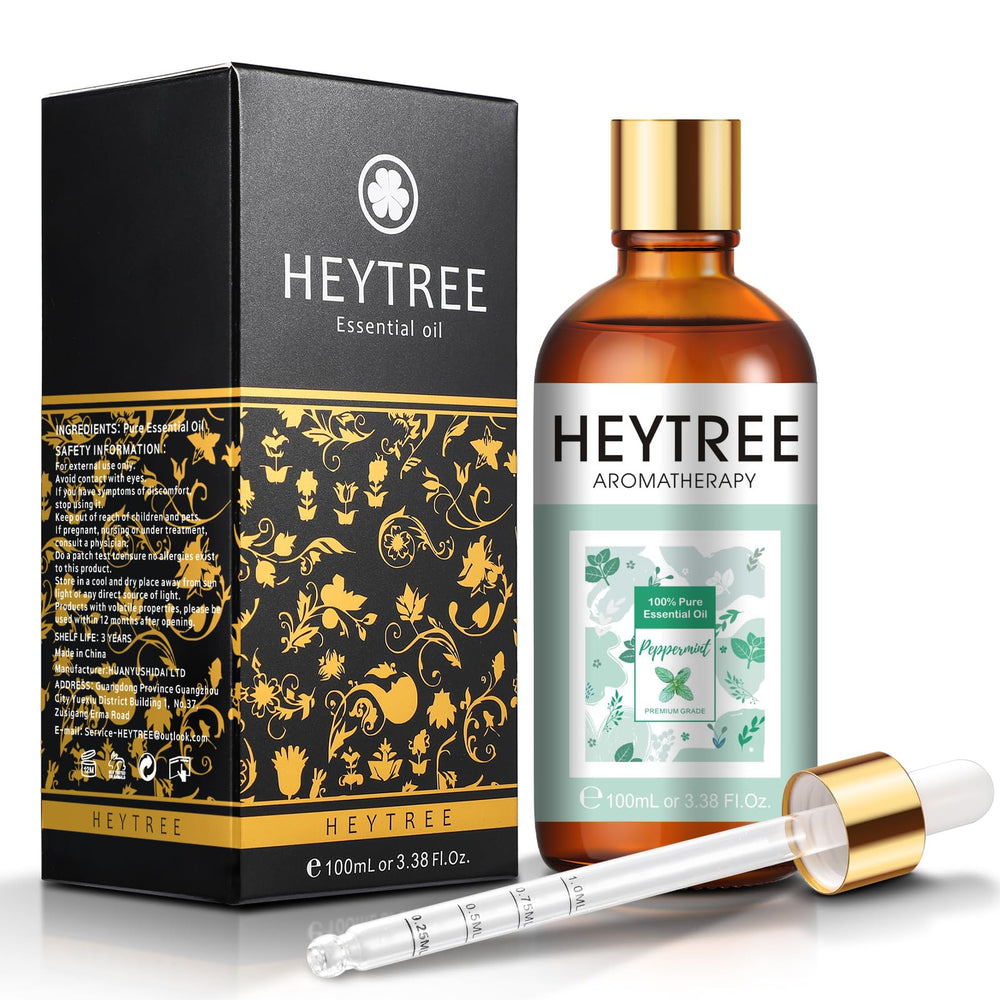 HEYTREE Peppermint oil 100ml bottle with crisp aroma for diffusers.