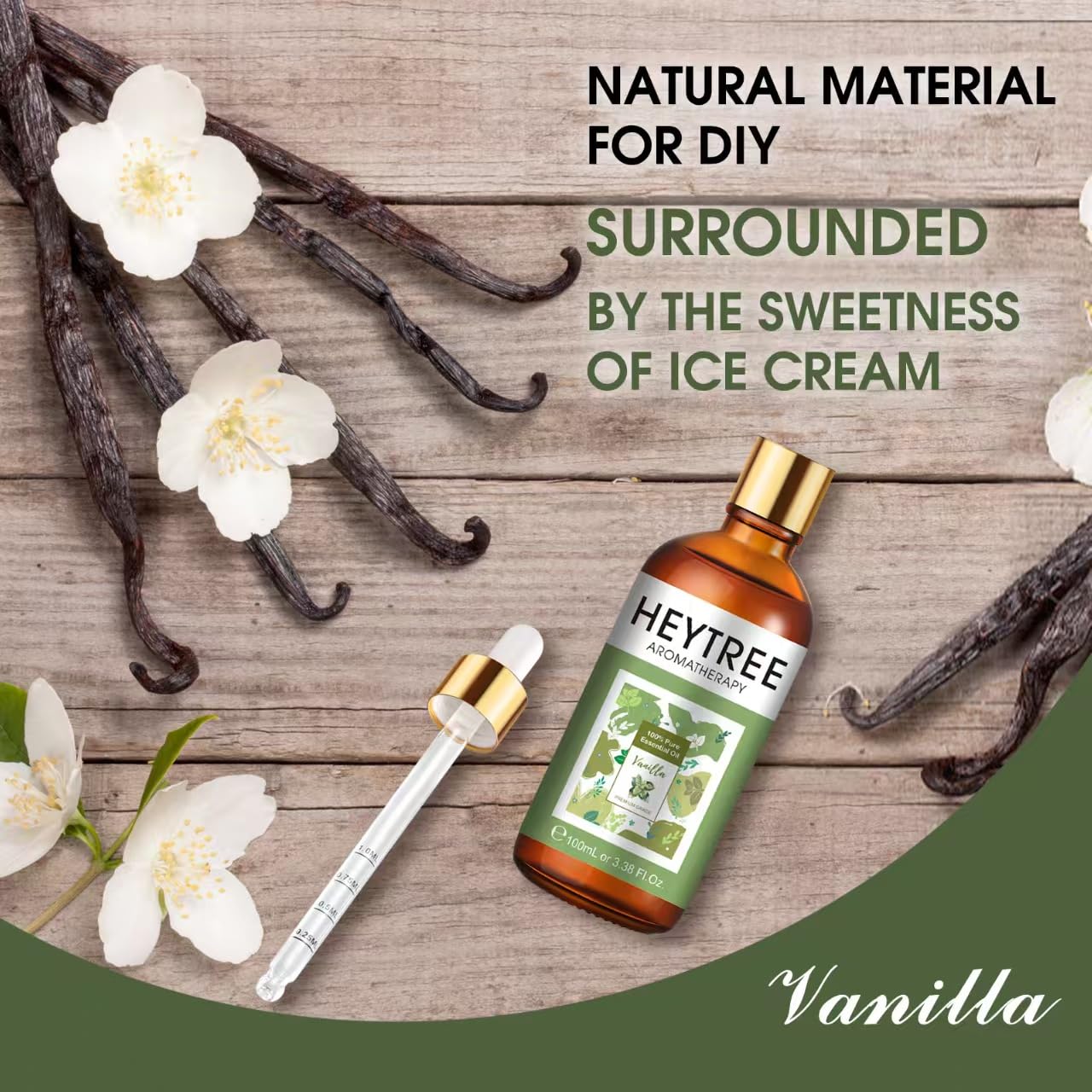 HEYTREE Vanilla essential oil used for soap and candle making with comforting scent.