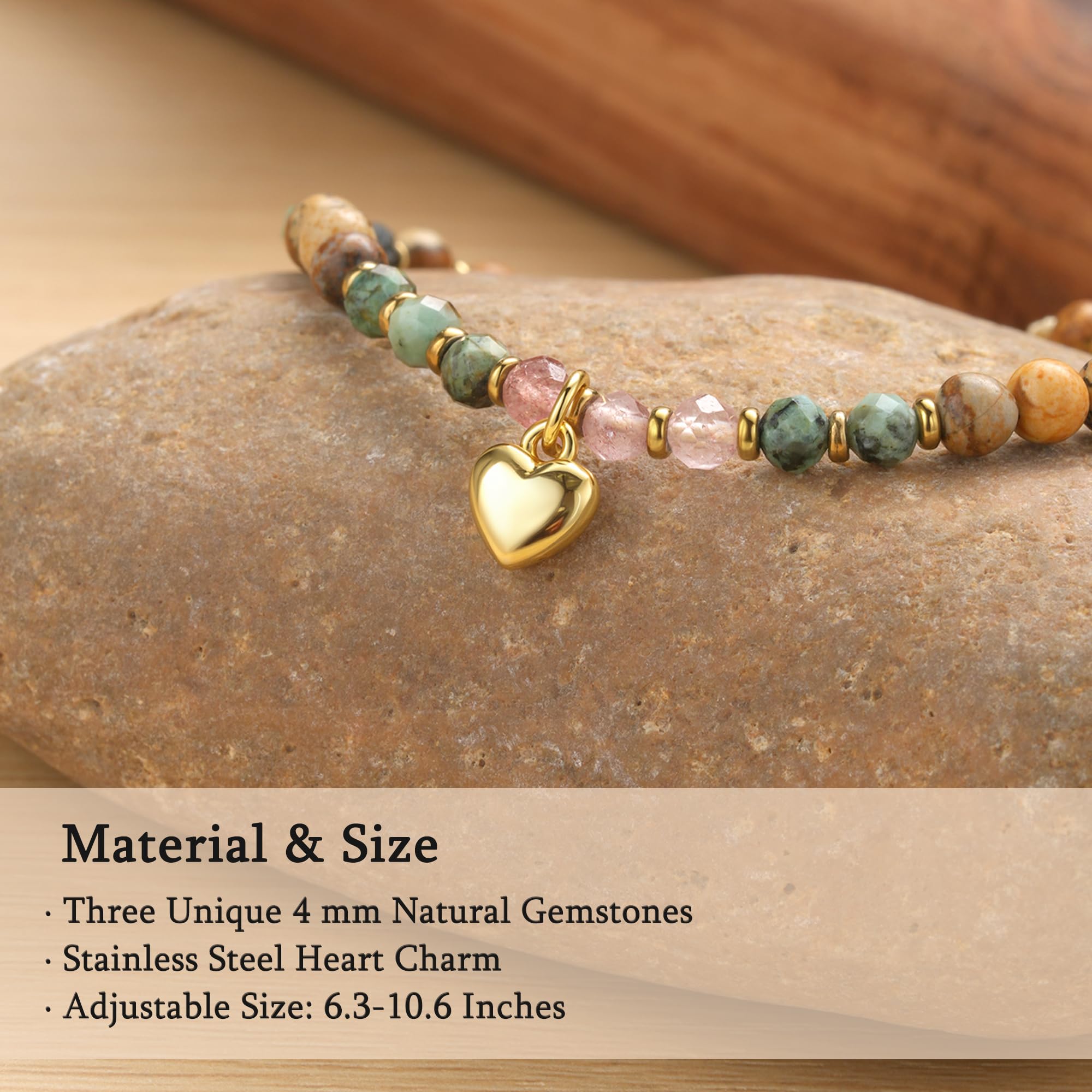 HGDEER best friend bracelet Landscape Jasper bead detail for grounding energy