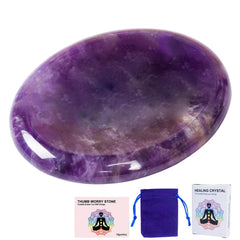 Hguxmcu natural amethyst thumb worry stone, compact for quick stress relief on the go.