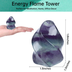 Hguxmcu Rainbow Fluorite Flame Tower on an altar promotes spiritual focus and vibrational alignment.