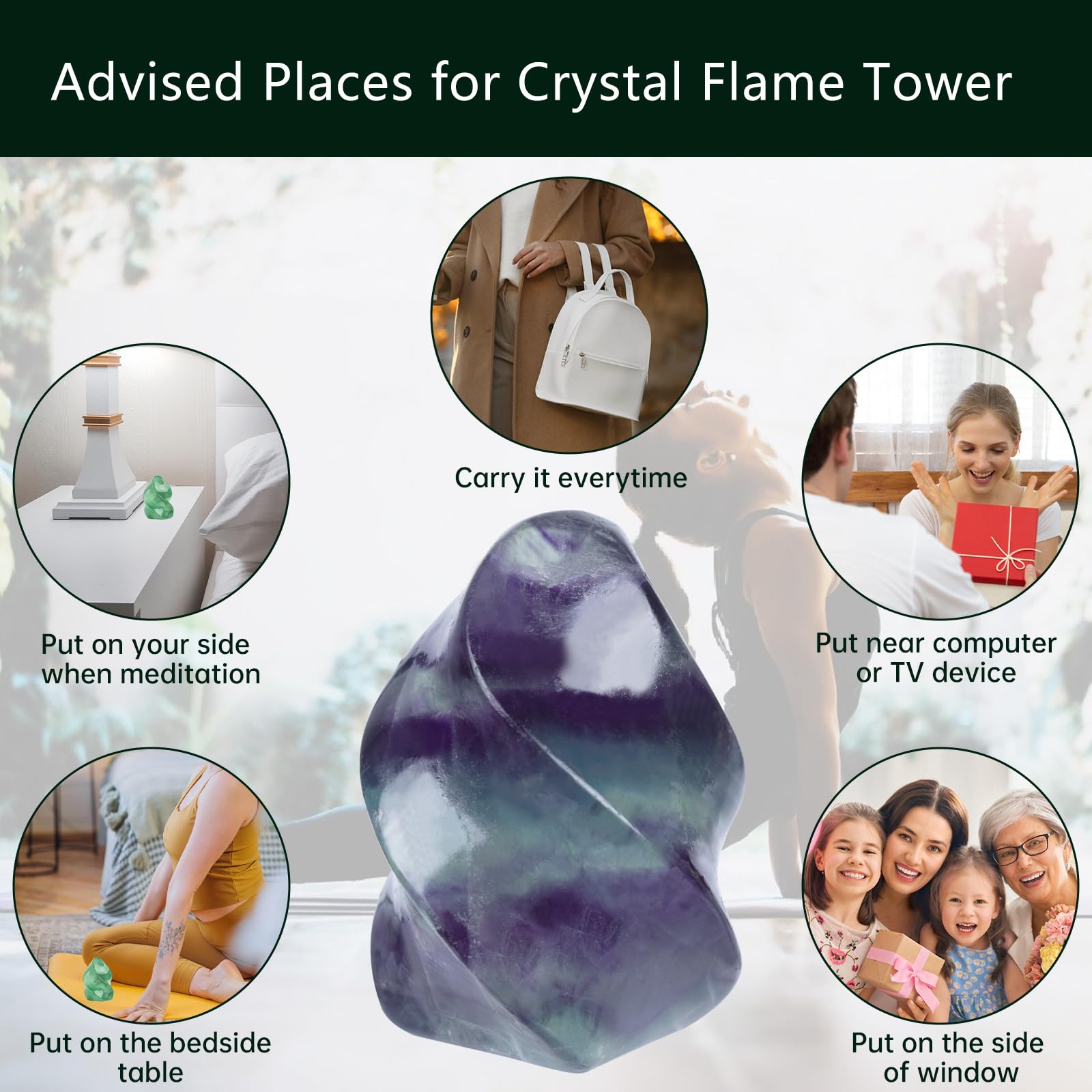 Hguxmcu Rainbow Fluorite Flame Tower gift box ready for special occasions.