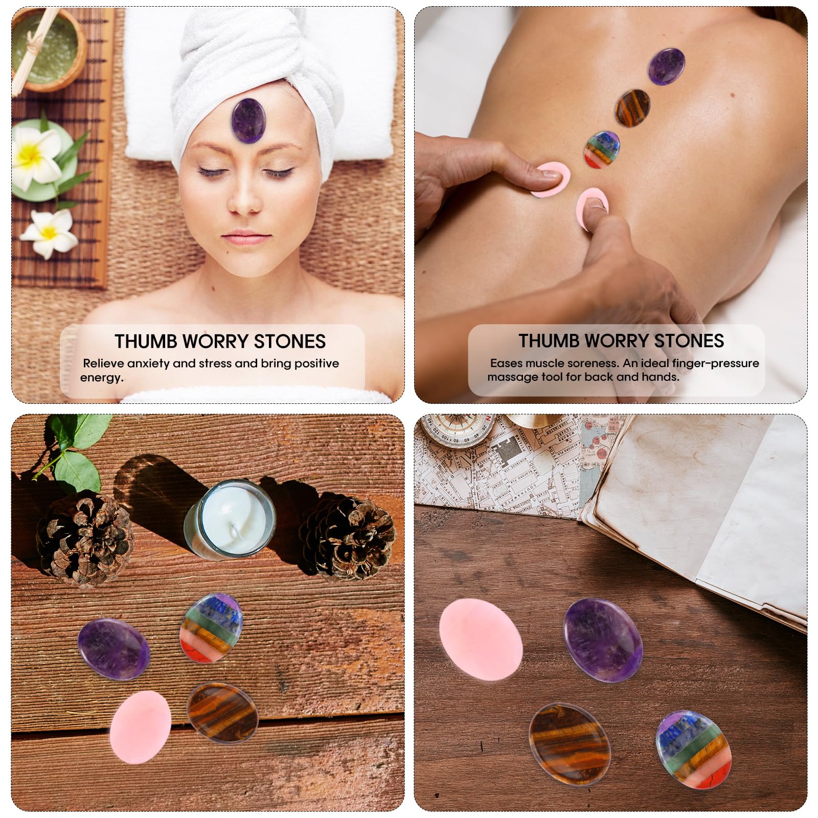Hguxmcu packaging highlights a thoughtful gift experience for the rose quartz worry stone.
