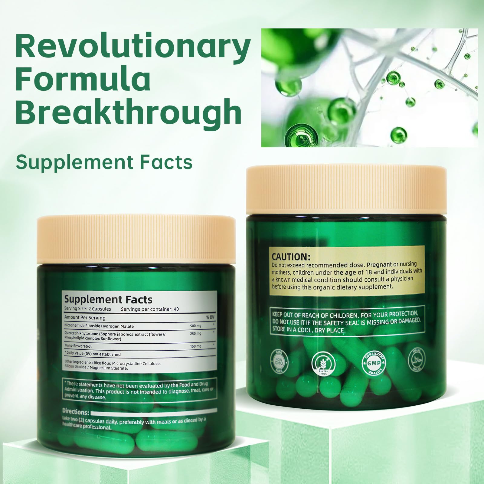 HHerbionix capsules being poured into a glass for easy daily intake