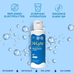 Hi-Lyte minerals (potassium, zinc, magnesium) for balanced electrolyte support.