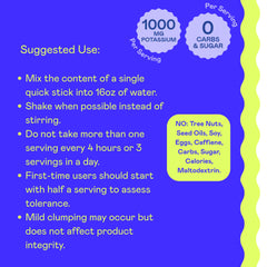 Hi-Lyte K1000 Blue Raspberry powder dissolving in water for hydration.