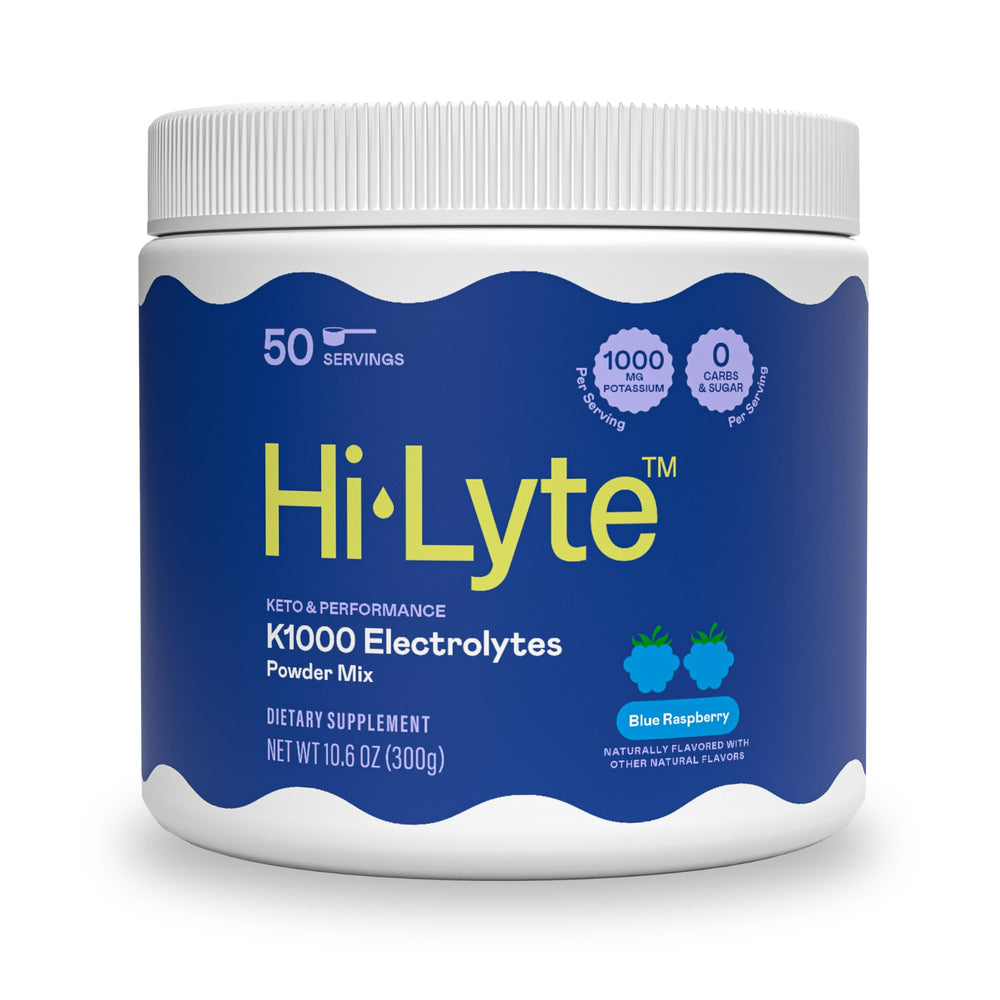 Hi-Lyte K1000 blue raspberry tub promotes hydration on active days.