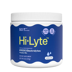Hi-Lyte K1000 electrolytes powder container for keto-friendly hydration.
