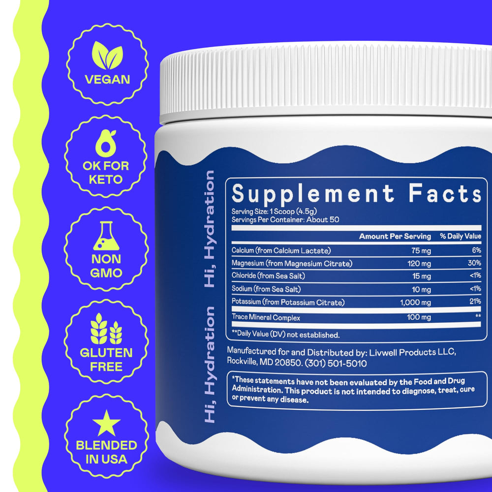 Hi-Lyte K1000 electrolytes powder in glass post-workout for faster recovery.