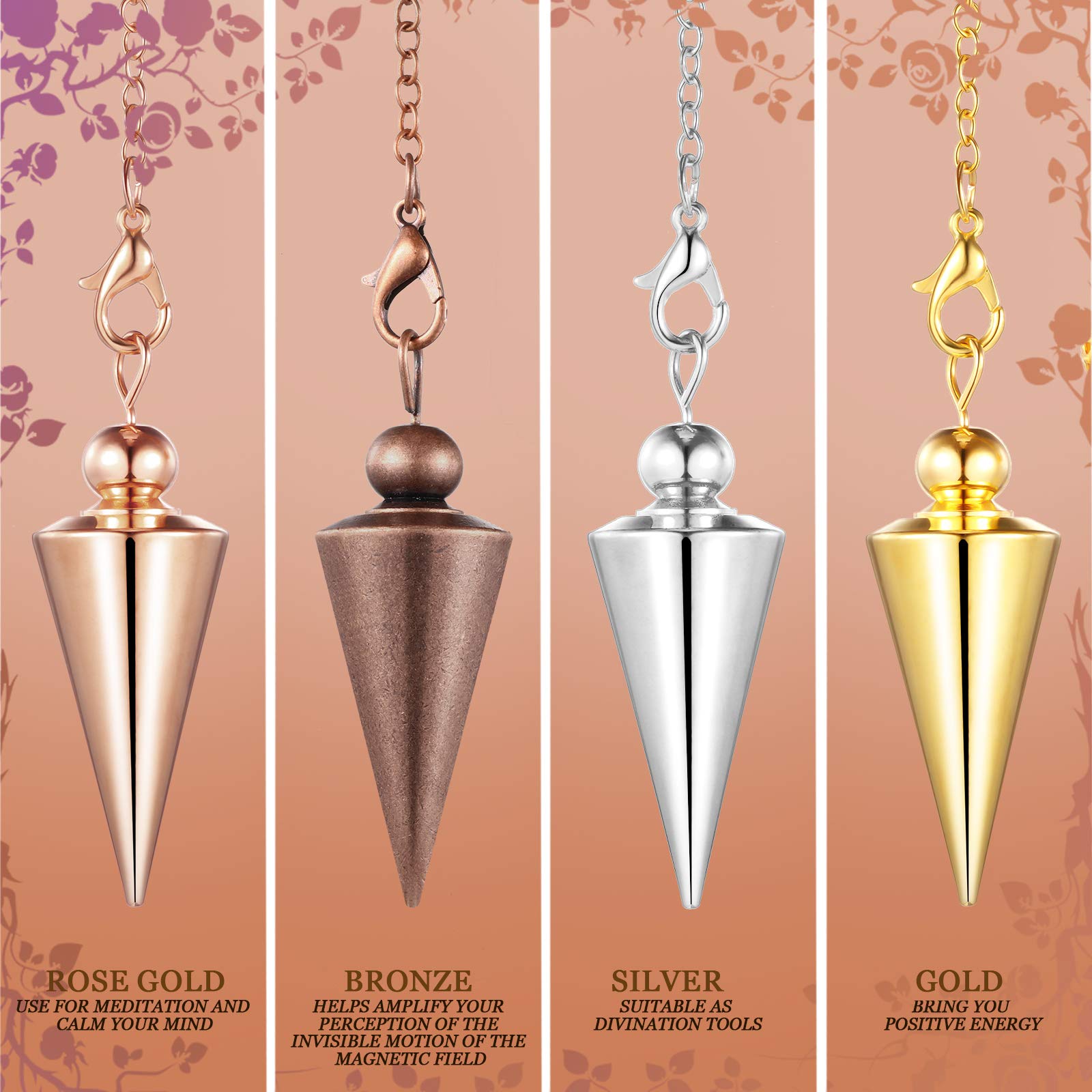 Hicarer copper dowsing rose gold pendulum, perfect for divination practice.
