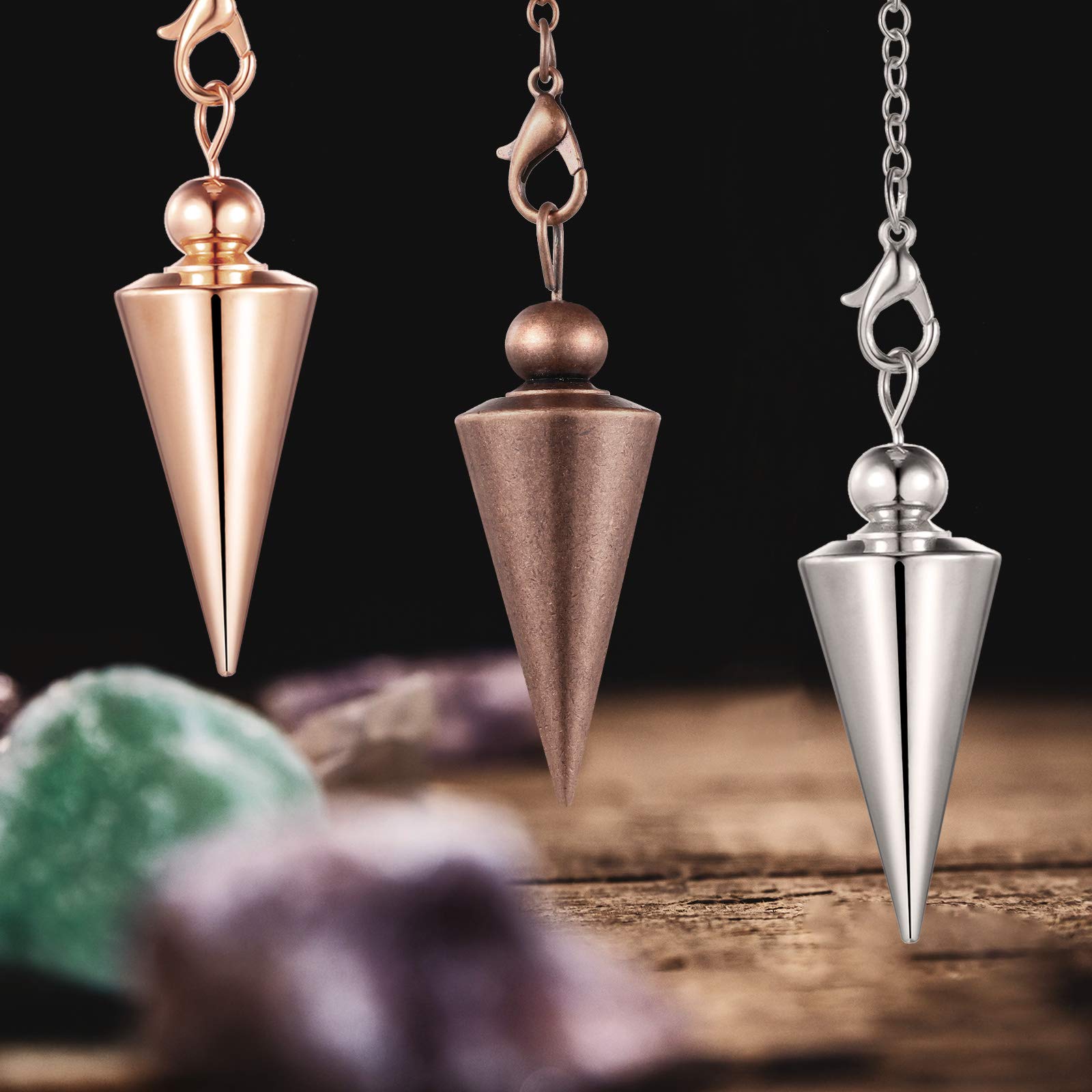 Hicarer copper dowsing point pendulum silver, supports focus during mindfulness sessions.