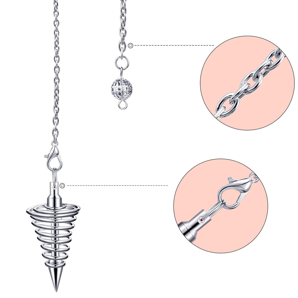 Hicarer copper pendulum in silver tone supports energy balance and focus.