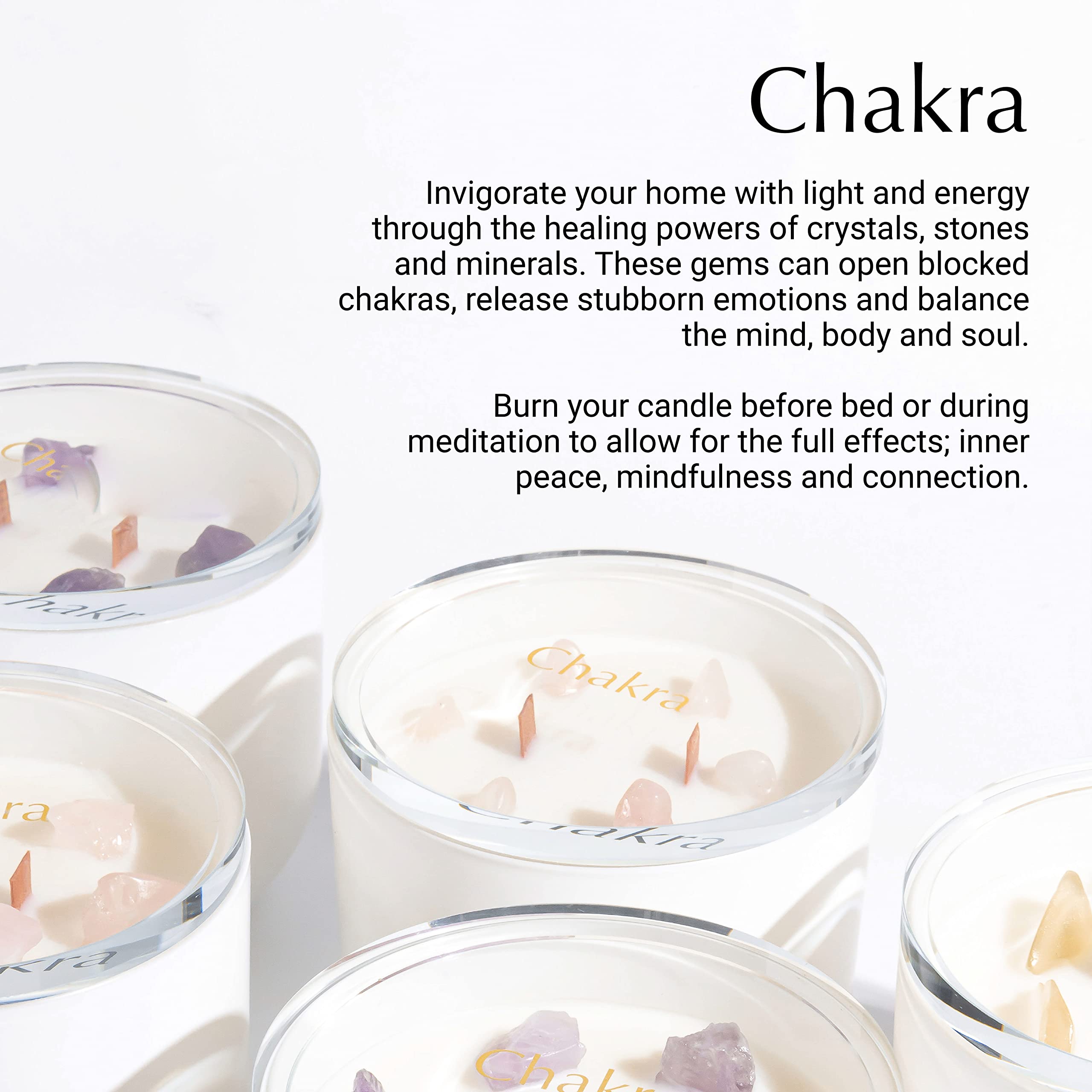 Hidden Label candle crystals visible inside the glass jar for mindful rituals