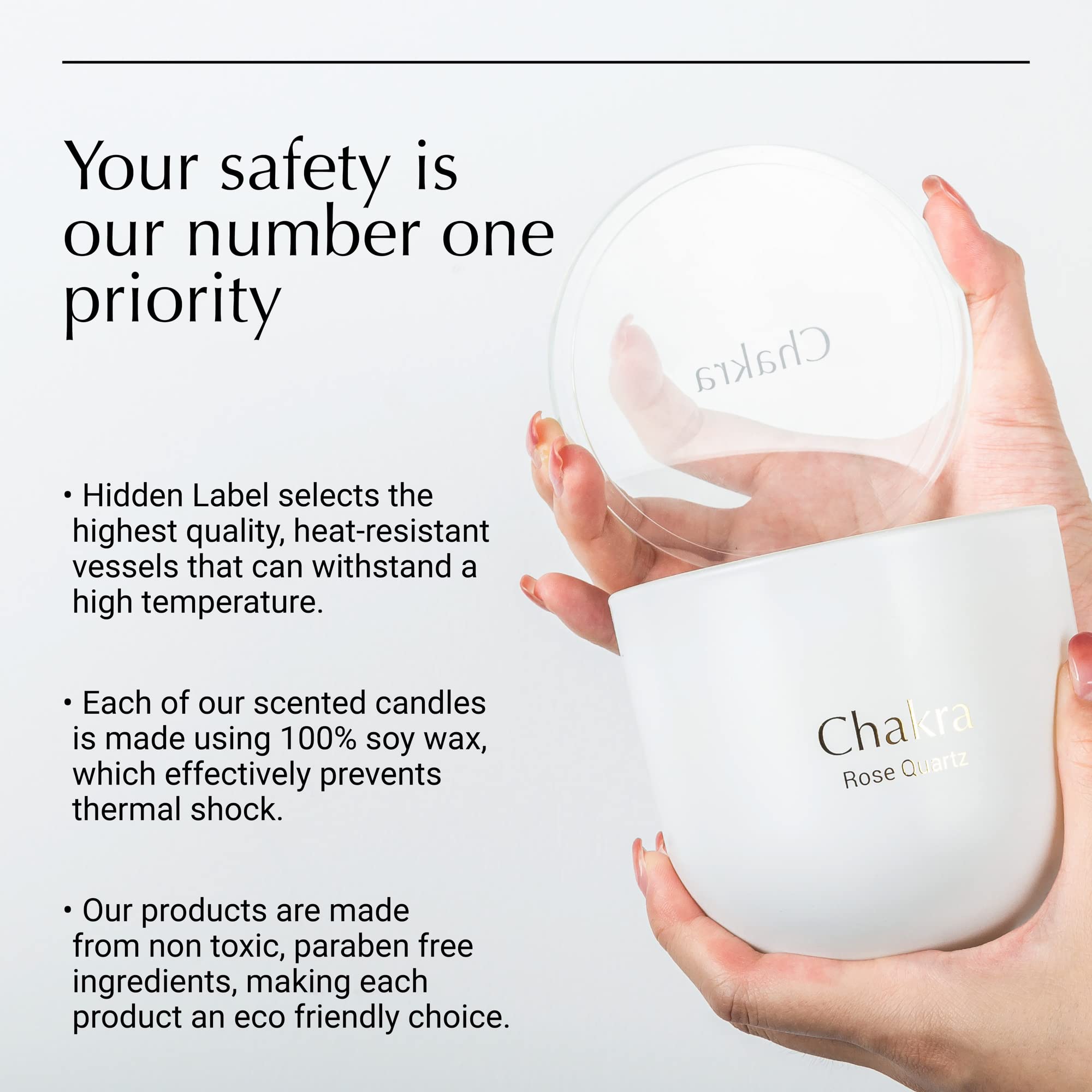 Hidden Label reusable glass jar with crystals after candle burns