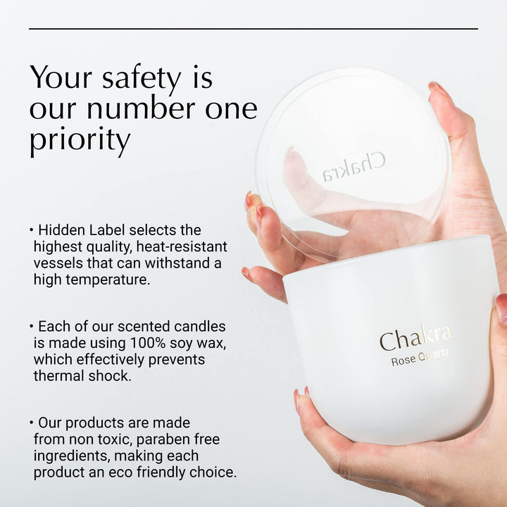 Hidden Label crystal candle elevates spa-like ambience for relaxation routines.