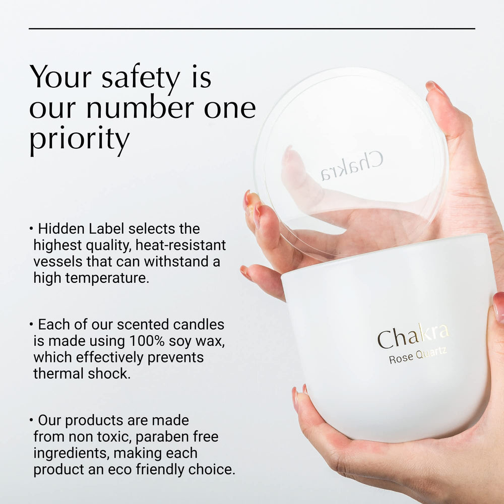 Hidden Label crystal candle elevates spa-like ambience for relaxation routines.