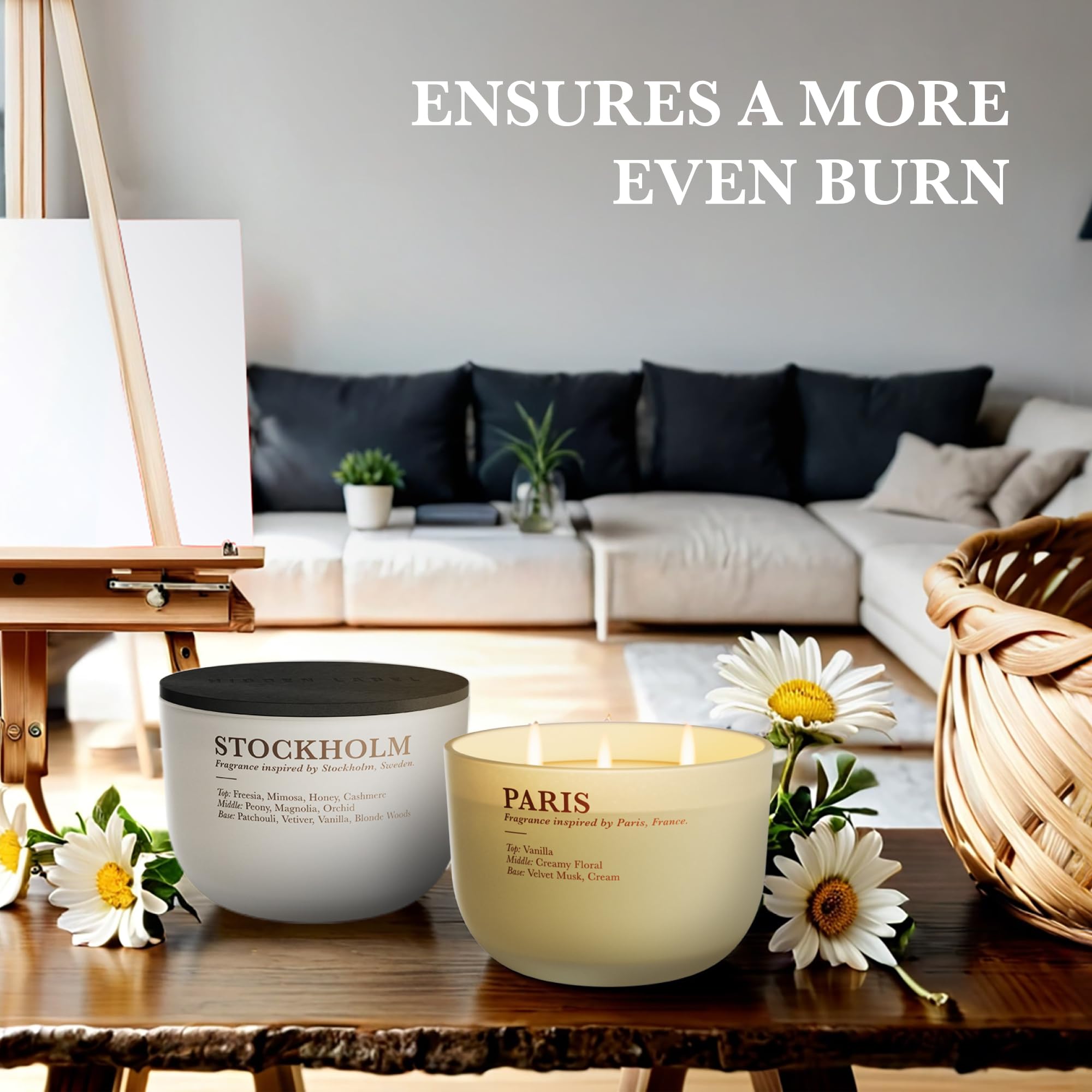 Hidden Label Vanilla Cream candle minimalist jar fits modern home decor.