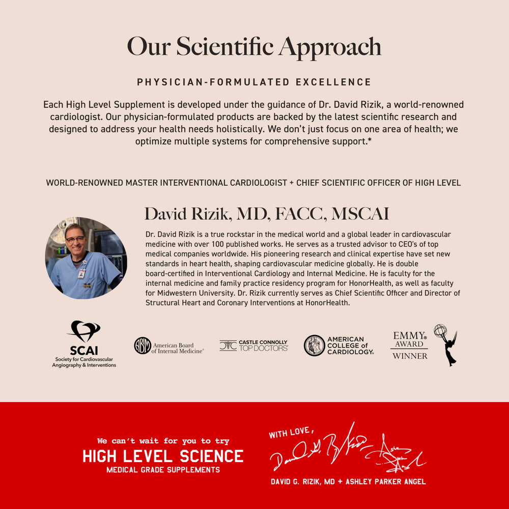 High Level softgel pair on white background emphasizing purity and additive-free formulation