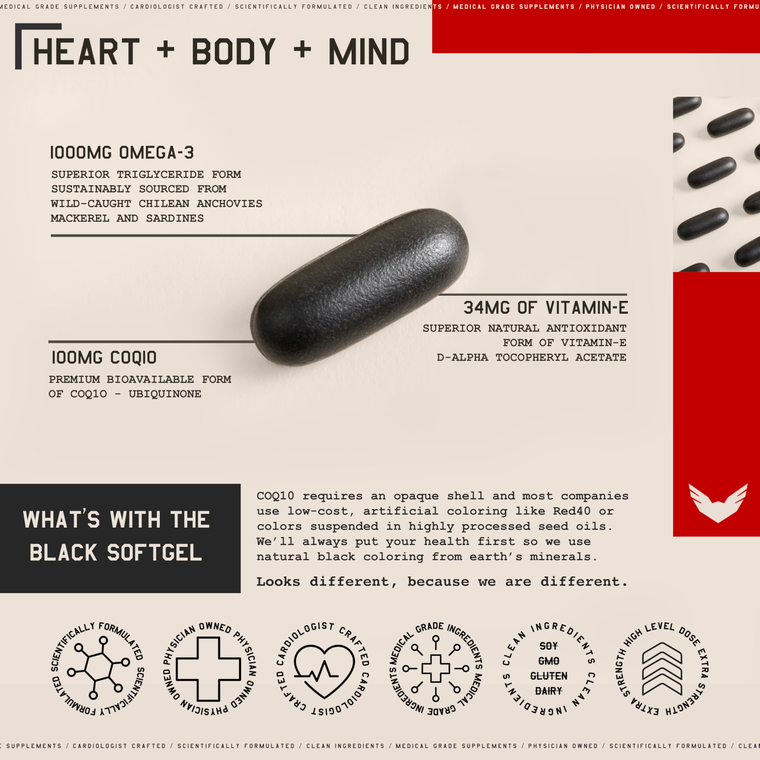 High Level omega-3 bottle pour illustrating simple daily dosing