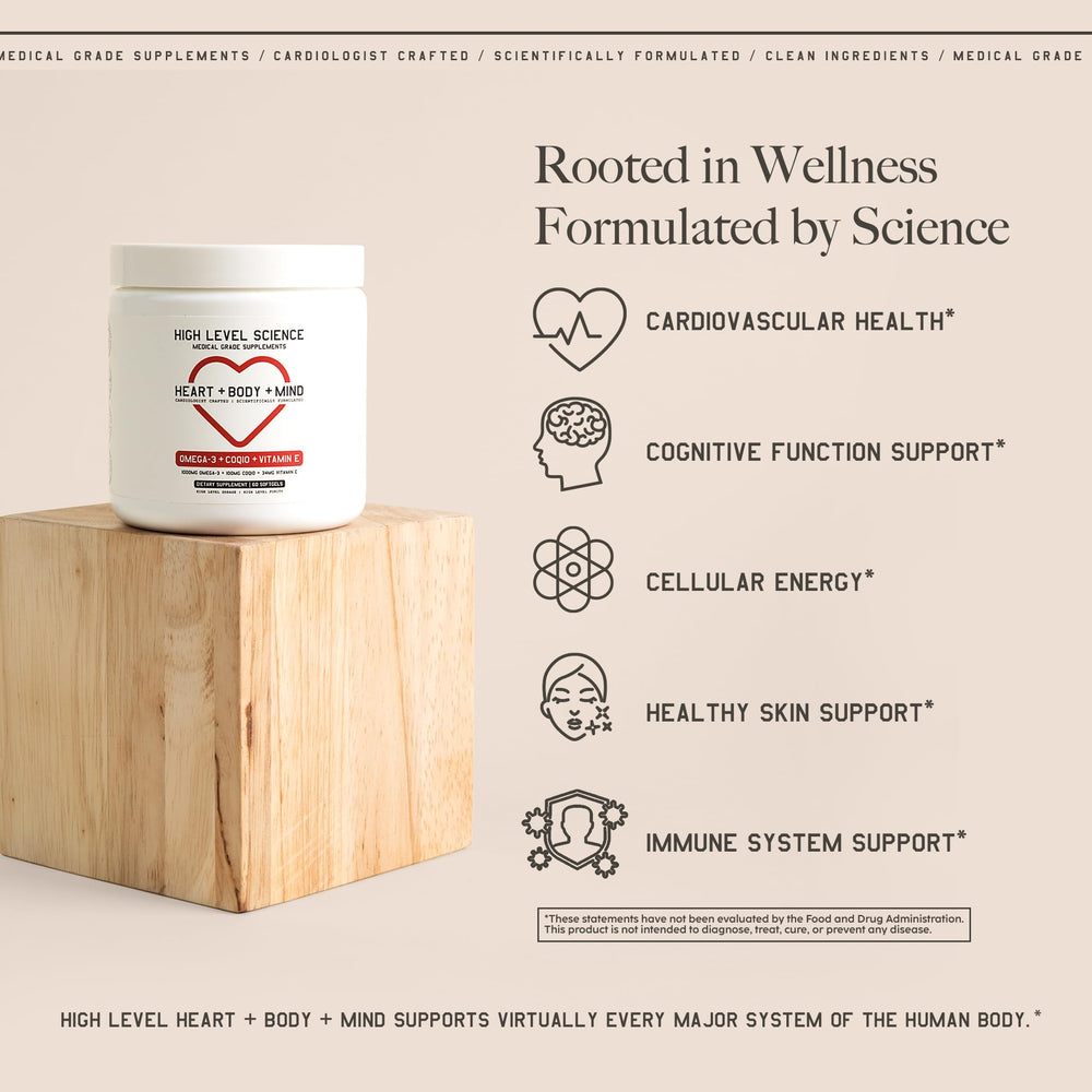 High Level CoQ10 Omega-3 softgel closeup highlights purity and high-dose DHA/EPA
