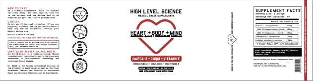 High Level CoQ10 Omega-3 softgels two-pack display emphasizes value and convenience