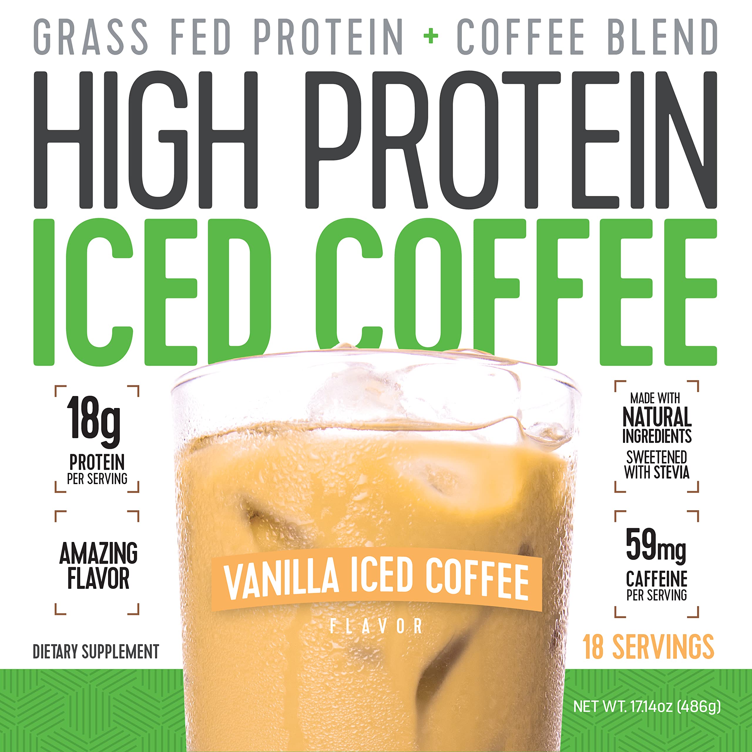 Creamy foam of High Protein Iced Coffee in a glass